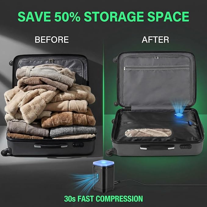 11-Pack Large Vacuum Compression Bags with Pump,2×41L TPU 180° Wide Opening Vacuum Seal Bags+9 PA&PE Bags (S/M/L) Space Saver for Family Travel, Bedding,Comforters & Home Storage - Image 2
