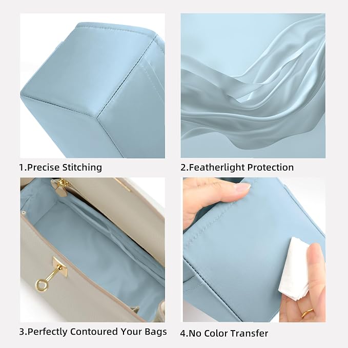 DGAZ Silk Purse Organizer Insert for Birkin Bag(Azure,BK20) | Soft and Lightweight,Perfect Fit,Multi-pocket Storage,Bag Protector,Luxury Bag Care,Handmade,for Smooth Bag Organizer - Image 4