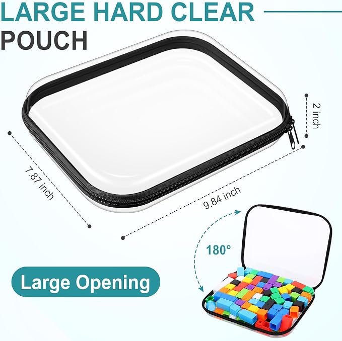 Sanwuta 6 Pcs Clear Hard Zipper Case Plastic Zipper Pouches Transparent Makeup Bag Pencil Case Pouches Toiletry Diaper Bag for Travel Toy Storage Organizer Bins(Black,9.84 x 7.87 x 2 Inch) - Image 2