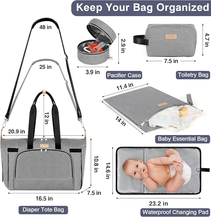 ITIEZY Diaper Bag Tote for Baby - Large Mommy Bag with Portable Changing Pad Pacifier Case, Hospital Bags Travel Baby Bag - Image 3