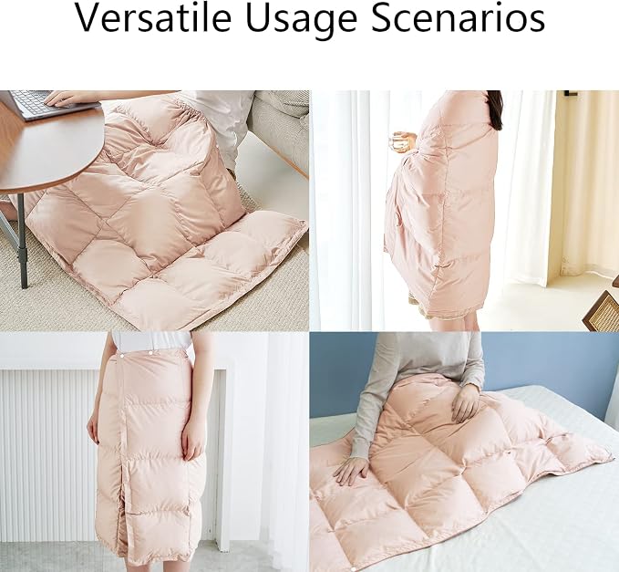 zzlamb Puffy Down Camping Blanket Water-Repellent, Down Throw Travel Blanket Portable for Outdoor, Light Warm Quilt for Couch Plane Car Theater Stadium Picnic RV Backpacking Hammock - Image 3