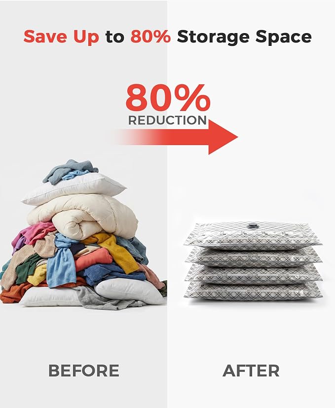 12pcs Vacuum Seal Bags for Clothing Travel, Cordless Pump, Carry-on Size Compression Packing Bags, 4000Pa Suction & 2000mAh Battery, Vacuum Storage Bags for Clothes, Luggage, Suitcase, Space Saver - Image 4
