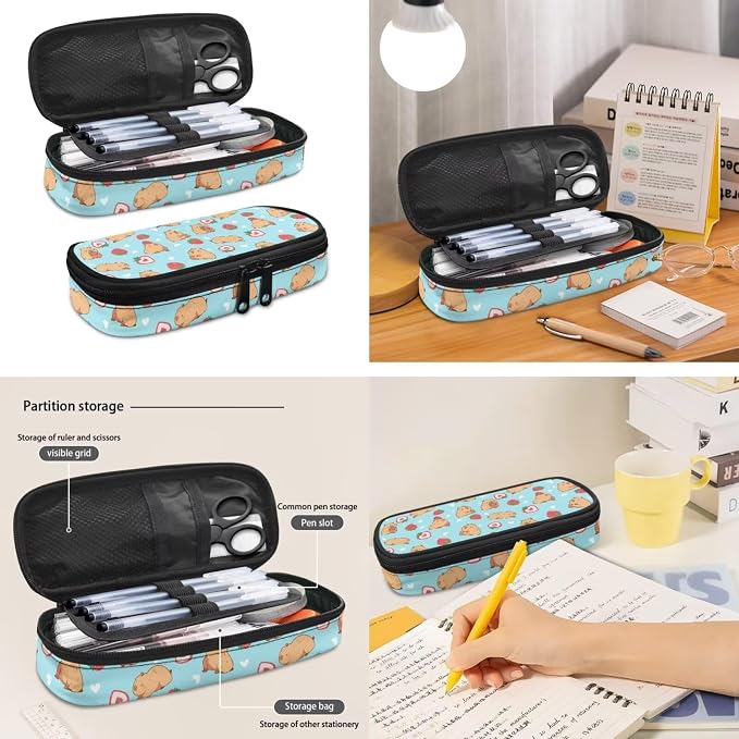 Blue Capybara Strawberry Girls Elementary School Backpack with Lunch Box Pencil Case School Bag Sets Kids Bookbags 3 in 1 - Image 4