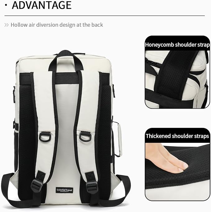 Kalesi Gym Duffle Tennis Bag Backpack 4-Way Waterproof with Shoes Compartment for travel Sport Hiking laptop (Sea salt white02) - Image 8