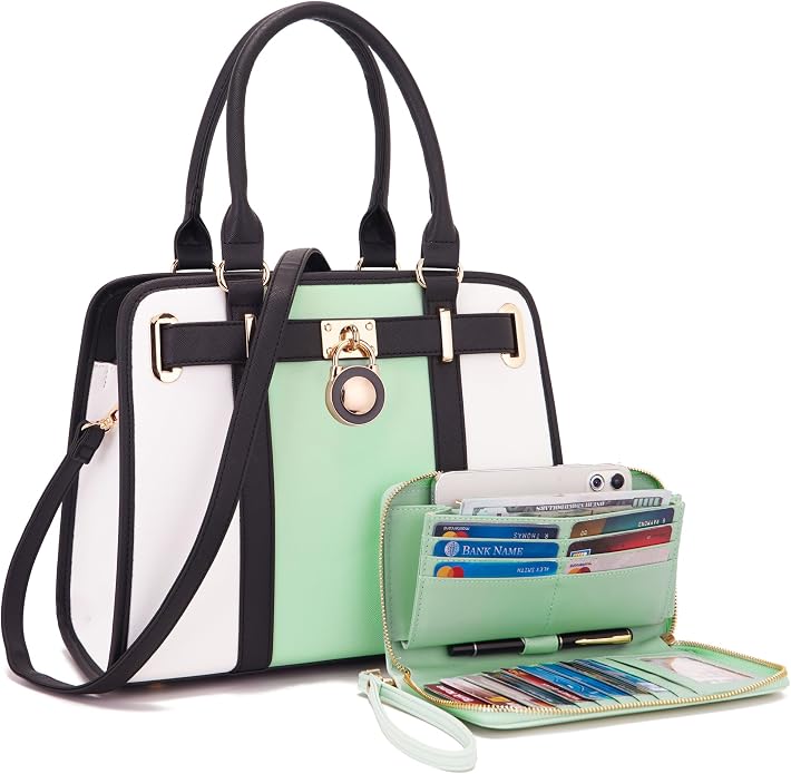 Qiyuer Structured Satchel Tote Handbags Set Women Purses with RFID Wallet | Premium, Sturdy, Spacious, Chic for Daily & Work, Vegan PU Leather, Multi-way Carry, Large Capacity RFID Wallet, Ideal Gift by QIYUER