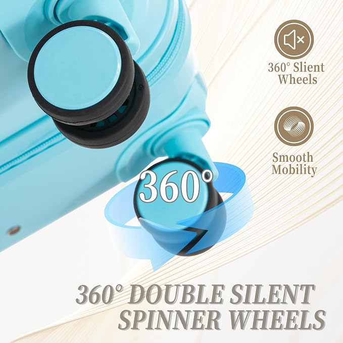 GDFStudio 20/24/28 Inch 3 Piece Luggage Set, ABS Hard Shell Spinner Suitcase with 360° Silent Wheels, Expandable Capacity,Combination Lock, Retractable Handle, Carry On & Checked Suitcases,Blue - Image 9