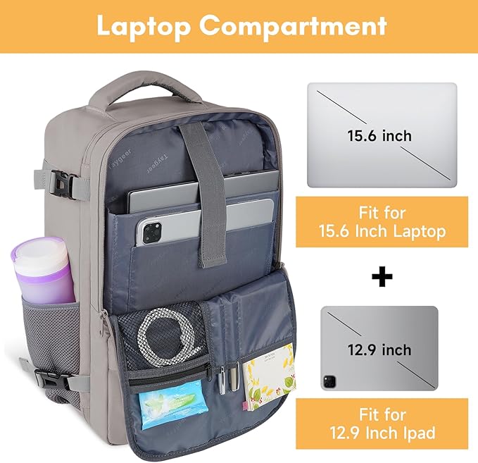 Taygeer Laptop Backpack Purse for Women, Backpack for College Essentials | Travel Bag Airline Approved with 15.6inch Laptop Compartment, CarryOn Work Bag for Nursing Doctor Business Travel, Brown - Image 5