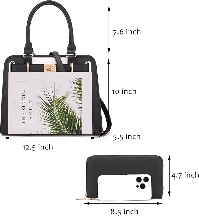 Qiyuer Structured Satchel Tote Handbags Set Women Purses with RFID Wallet | Premium, Sturdy, Spacious, Chic for Daily & Work, Vegan PU Leather, Multi-way Carry, Large Capacity RFID Wallet, Ideal Gift - Image 3