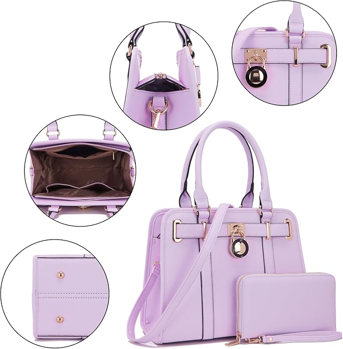 Qiyuer Structured Satchel Tote Handbags Set Women Purses with RFID Wallet | Premium, Sturdy, Spacious, Chic for Daily & Work, Vegan PU Leather, Multi-way Carry, Large Capacity RFID Wallet, Ideal Gift - Image 6