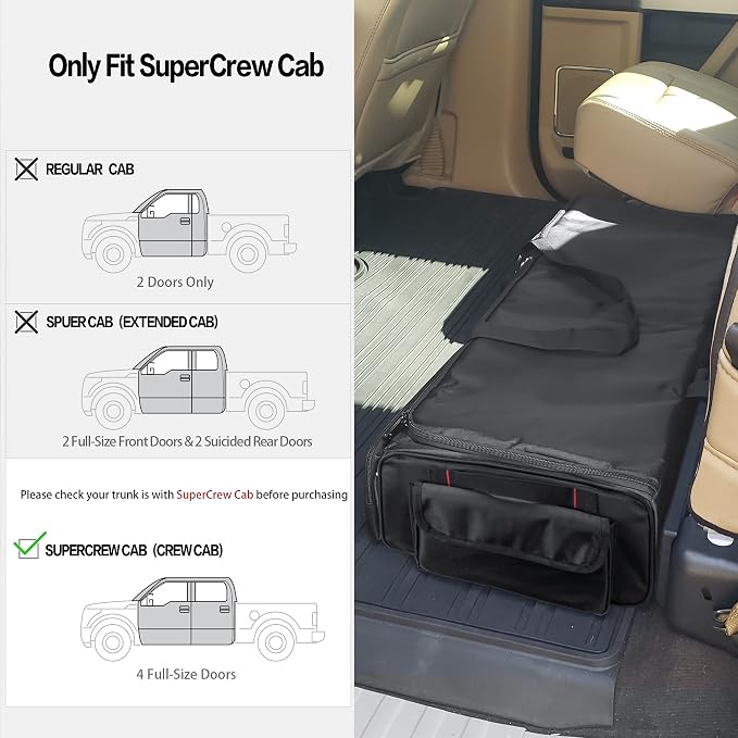 samdew Underseat Storage Bag Fit for SuperCrew Cab, Large, Bag Only | Truck Under Seat Organizer for Most Full Size Trucks, with 4 Detachable Inner Divider, Anti-Slip Bottom & Multi-pockets - Image 2