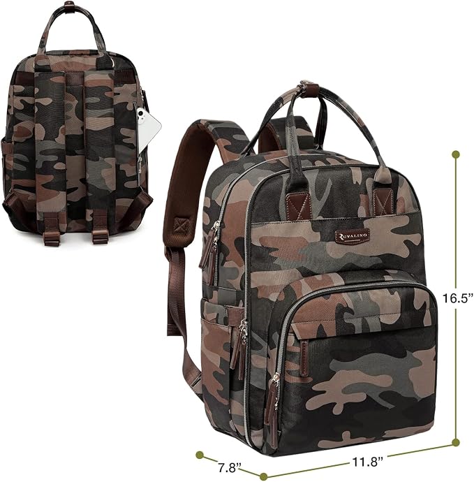 RUVALINO Diaper Bag Backpack, Multifunction Travel Back Pack Maternity Baby Changing Bags, Large Capacity, Waterproof and Stylish, Green Camo - Image 8