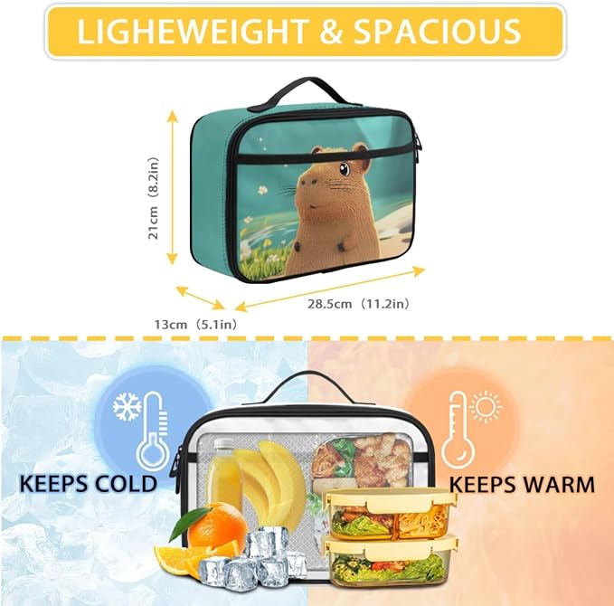 Capybara Bookbag for School Girls Lunch Box Primary School Student Backpack with Lunchbox and Pencil Case Ages 6-8 Kids Cute Backpacks Lunch Bag Set of 3 - Image 4