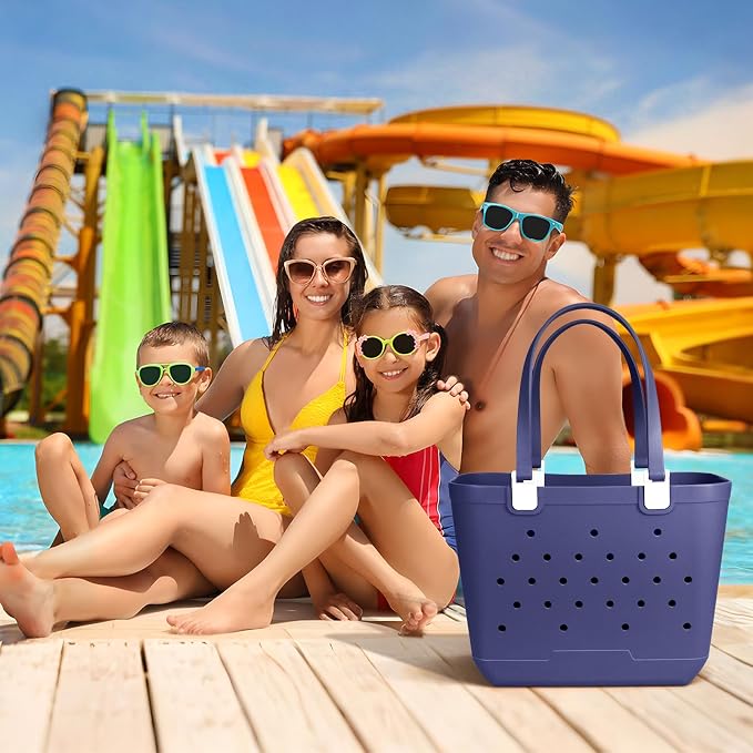 X-Large Rubber Beach Tote Bag, 18.9 "L x 9.4 "W x 13.8 "H Waterproof EVA Beach Totes with Zipper Pocket - Image 3