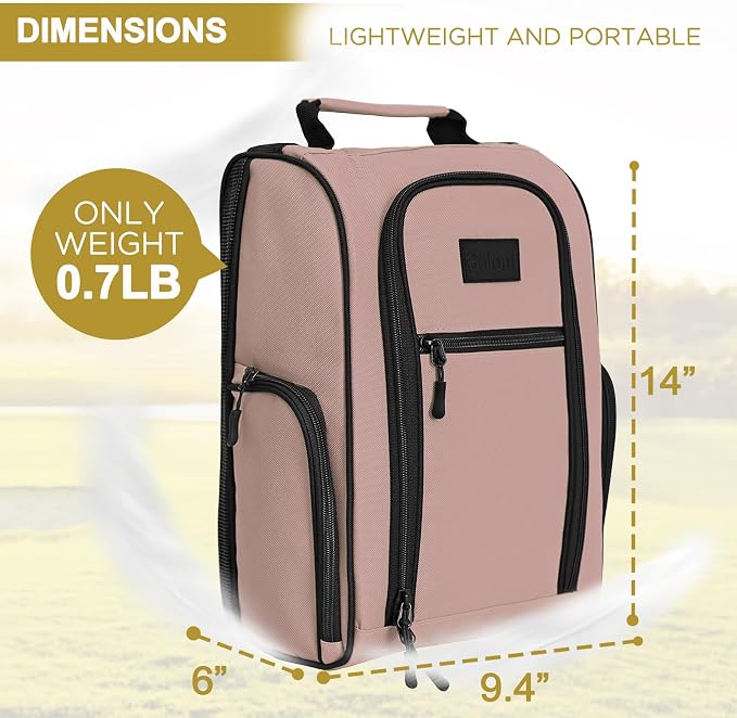 Goloni Golf Shoe Bag for Men Women, Ventilated Golf Shoe Bag with Side Pockets, Lightweight Portable Golf Shoe Carrier for Golf Shoes, Tees, Balls & Accessories,Light Pink - Image 2