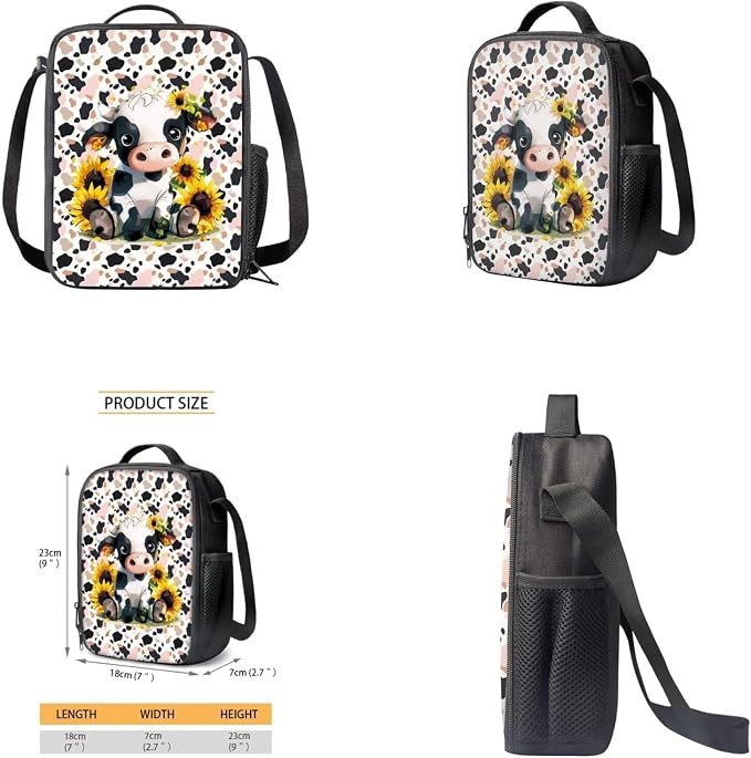 Leopard Cow Boys Backpacks Ages 6-8 with Lunch Box Large Capacity School Bags for Boy with Lunch Bag Cute Pencil Cases for Elementary School Middle School - Image 4
