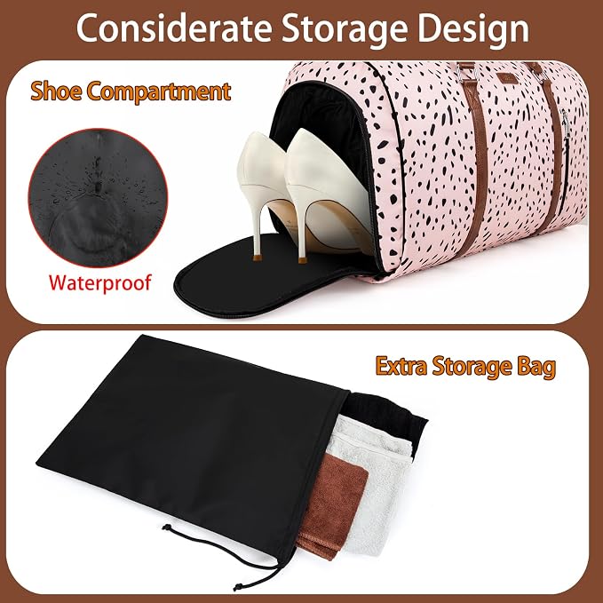 Convertible 2-in-1 Garment Bags for Travel, Carry On Garment Duffle Bag With Shoe Compartment Large Weekender Bag for Women Men Hanging Suitcase Suit Travel Duffel Overnight Bags 4pcs Set - Image 2