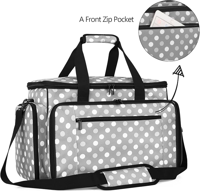 LUXJA Sewing Machine Case with Removable Padding Pad, Gray Dots | Travel Case for Most Standard Sewing Machines & Accessories, Bag Only - Image 3