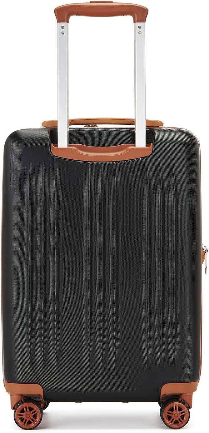 Kono Carry On Luggage 22x14x9 Airline Approved 20 Inch Expandable Suitcase | Lightweight Luggage with Quiet Spinner Wheels & TSA Lock, PC+ABS Hard Shell Suitcase for 1-3 Days Travel, Black & Brown - Image 9