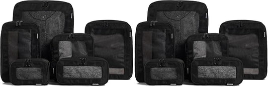 Aerotrunk Compression Packing Cubes for Travel - Luggage Organizer Bags - Double Zipper Packing Cubes for Suitcases (12-Pack, Black) by Aerotrunk