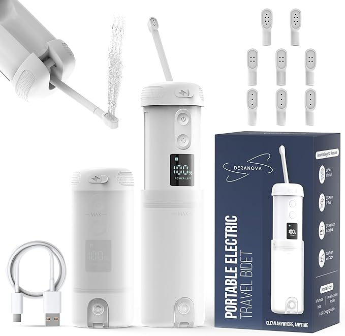 Portable Bidet For Travel - High Pressure Portable Travel Bidet for Men, Women - USB Rechargeable Electric Handheld Bidet Sprayer - Compact Personal Hygiene Cleaner for Camping, Home, Postpartum