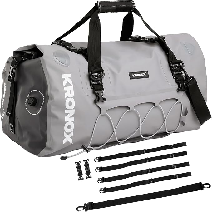Kronox Waterproof Duffel Bag for Men & Women - Large Motorcycle Duffle Bag - Heavy Duty & Reflective - Large Dry Bag for Boating, ideal for Boat Gear by KRONOXGear