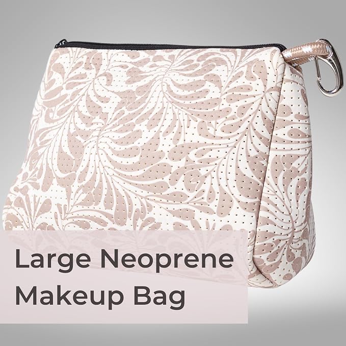 POPUPS Large Makeup Bag with Zipper - Waterproof Neoprene Cosmetic Bag 7.7 x 10.75 x 5 inches - Image 2