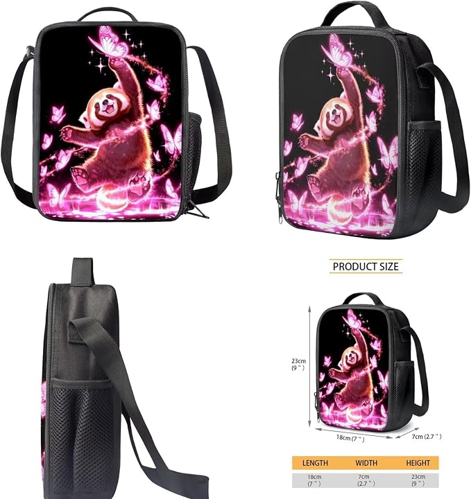 Red Panda Kids Backpack and Lunch Bag Set : 17in Elementary School Bookbag with Lunch Box - 4 in 1 Galaxy Book Bag for 1-3 Grade Girls 6-8/8-10 - Image 5