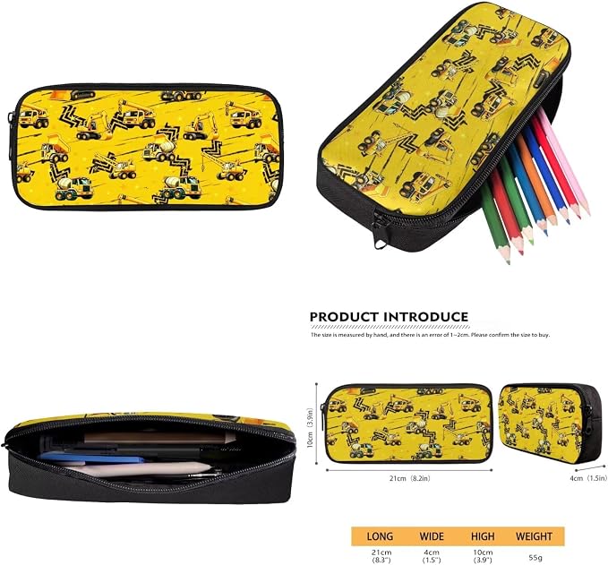 Teen Boy Backpack Truck Yellow Bookbag and Lunch Box Set for Boys Cool Backpack for Middle School Boy Back to School Gift Supplies 17 inch Bookbag Set of 4 - Image 7