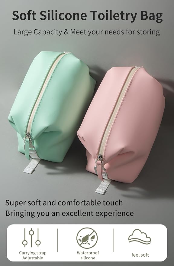 6"x 11" 6L Large Silicone Toiletry Bag,Waterproof Leakproof Foldable Travel Organizer,Dopp Kit Alternative for Men & Women,Turquoise Blue - Image 2