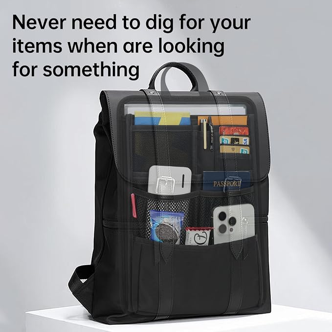 Stiff Backpack Insert Organizer for Men Women Bag In Bag,Thin Water-repellent Nylon 13.7''x10.2''x2''-Black - Image 7