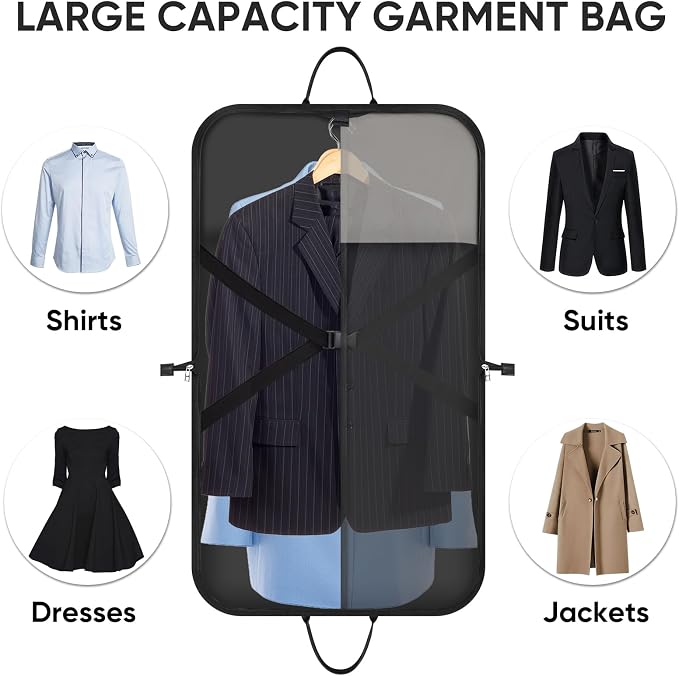 BALEINE Travel Garment Bag, Travel Suit Bag for Men, Water Resistant Carry on Garment Bag for Hanging Clothes, Garment Duffel Bag for Travel Business (Beige, 42") - Image 5