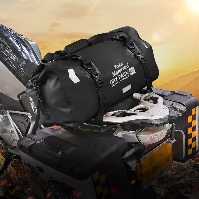 Waterproof Duffel Bag, Roll-top Dry Bag Tail Bag with Large Storage Space, Waterproof Luggage Duffle Bags with Quick-fixed Straps for Camping, Rafting,Kayaking, Traveling, 48L-Black - Image 7