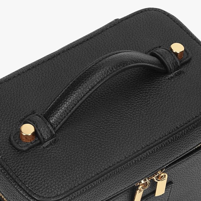 Makeup Bag Vanity Case with Removable Divider Travel Toiletry Bag Portable Cosmetic Bag Makeup Organizer Case (Black) - Image 5