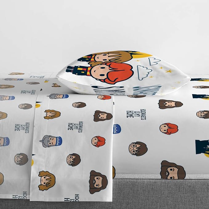 Jay Franco Harry Potter is My Home 4 Piece Twin Bed Set -Bedding Features Harry, Ron, Hermoine, Hagrid, and Dumbledore | Hogwarts, Bed in a Bag, Comforter Sheets Pillowcase, Official Product, Soft Microfiber, Machine Washable, Kids Gift - Image 5