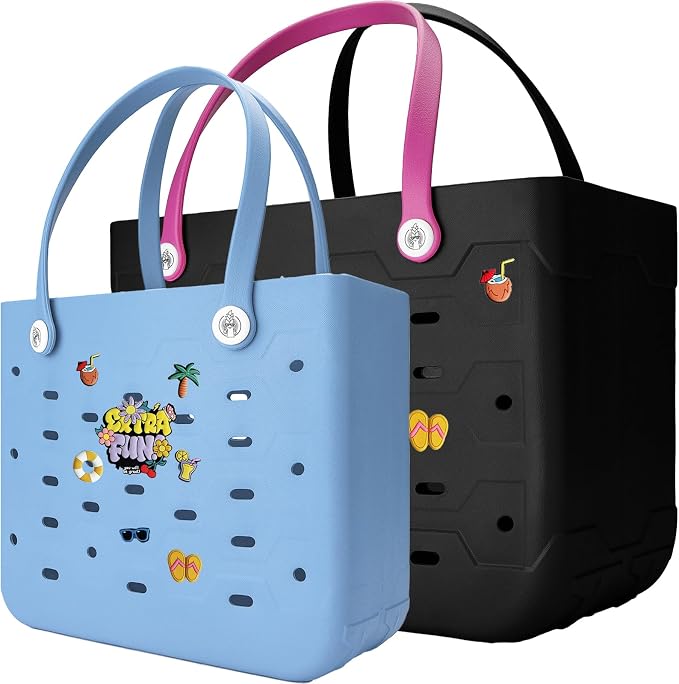 2-Pack Large Beach Bags XL & M Waterproof Tote, Sandproof, Washable- Essentials: Pool, Boat, Sports, Groceries by Unknown