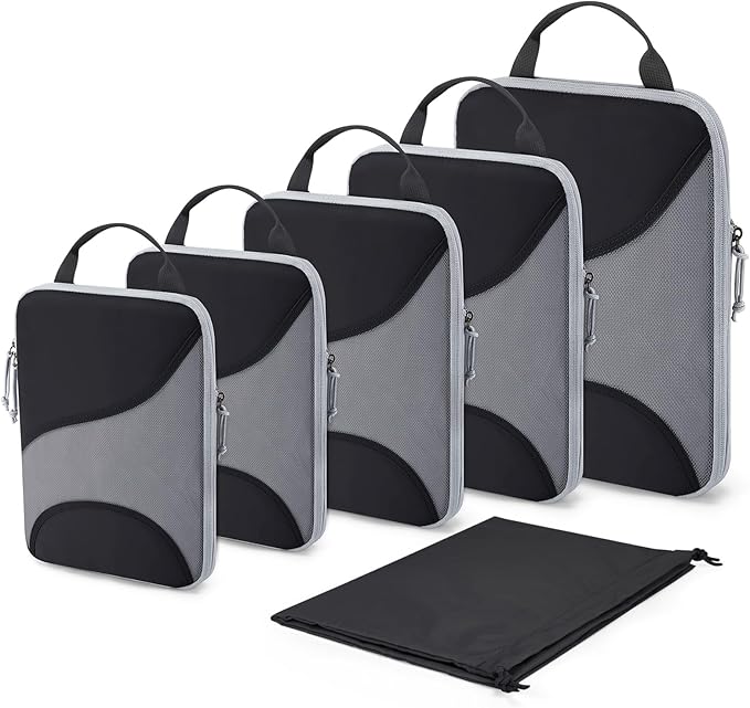 Bagsmart Compression Packing Cubes, Travel Bag Cruise Ship Essentials | Lightweight, Compressible Suitcase Organizer Set fit Standard Carry-On & Checked Luggage, 6 Set, 14 Set Washable Packing Bags by BAGSMART