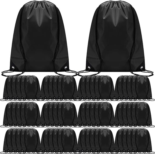 Shappy Drawstring Backpack Bulk Sports Gym Cinch Bag Polyester String Bag for Men Women(Black,200 Pcs) by Shappy