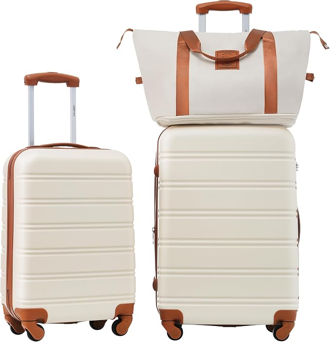 Merax Luggage Sets 2 Piece Suitcase Set 20/24 IN,Carry on Luggage and Travel Bag TSA Lock Expandable,Hard Case Luggage with Spinner Wheels,White and Brown - Image 8