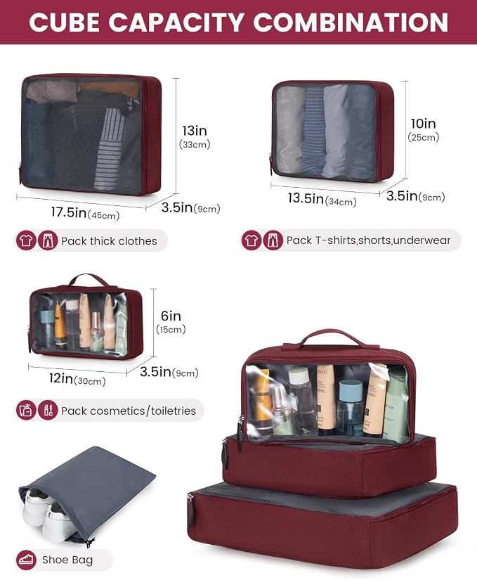 LOVEVOOK Carry on Backpack, 45L Large Travel Backpack for Women Men Airline Approved, Expandable Large Suitcase Backpacks With 4 Packing Cubes, Aer Travel Pack 3, Water Resistant Weekender Bag - Image 7