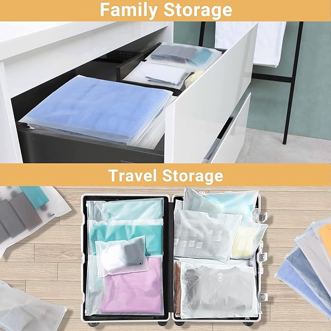 Clear Zipper Bags Resealable for Clothes, 3 Mil Thick 14x16 inch Large Plastic Mailers Travel for Clothing, 50 Pcs Self Seal Apparel Poly Bags for Sweaters, Jeans Shipping - Image 4