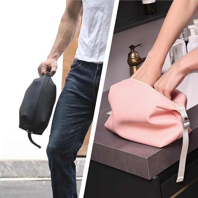 6"x 9.84" 4.5L Large Silicone Toiletry Bag,Waterproof Leakproof Foldable Travel Organizer,Dopp Kit Alternative for Men & Women,Black - Image 9