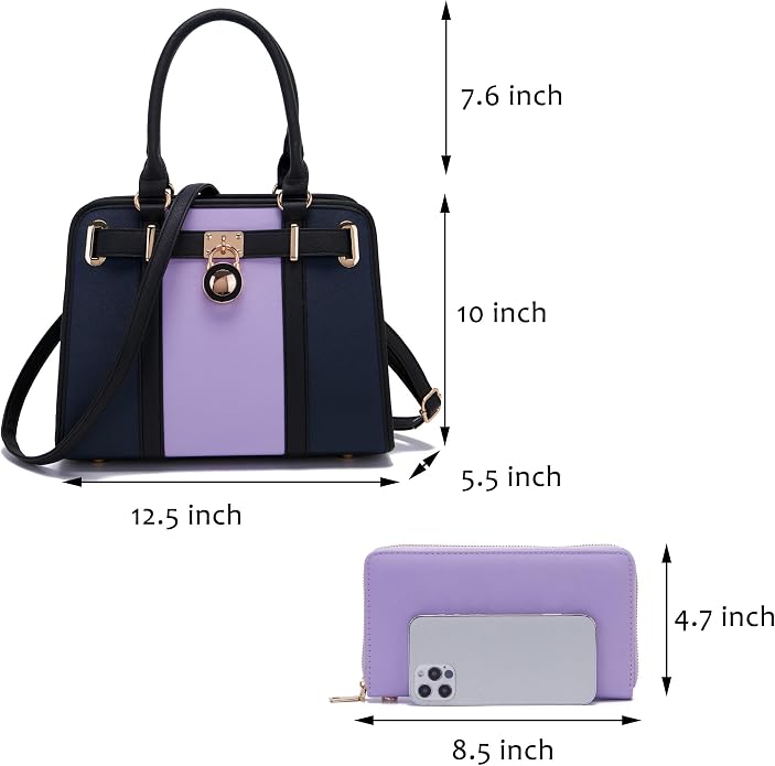 Qiyuer Structured Satchel Tote Handbags Set Women Purses with RFID Wallet | Premium, Sturdy, Spacious, Chic for Daily & Work, Vegan PU Leather, Multi-way Carry, Large Capacity RFID Wallet, Ideal Gift - Image 3