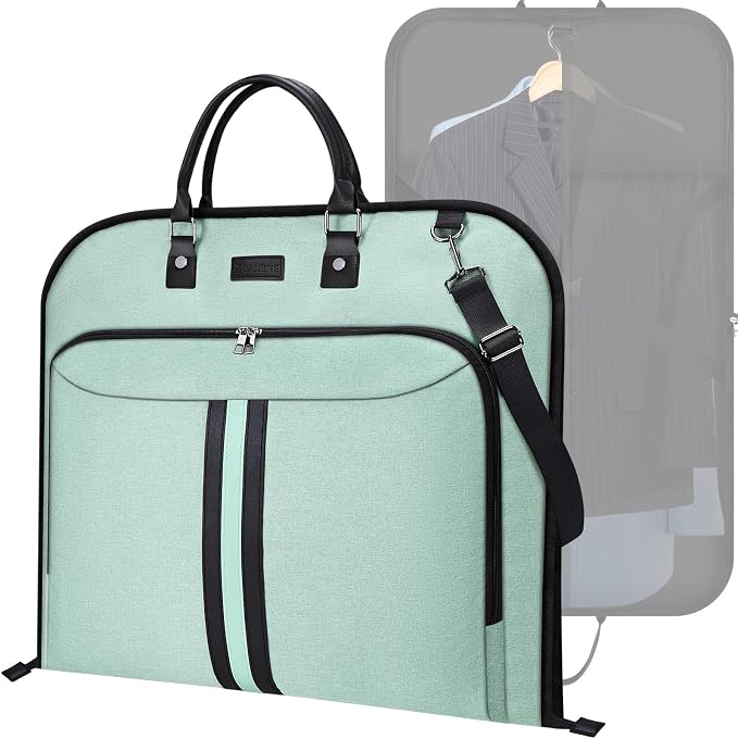 BALEINE Travel Garment Bag, Travel Suit Bag for Men, 42'' Waterproof Carry on Garment Bag for Hanging Clothes, Garment Duffel Bag for Travel Business (Mint Green) by BALEINE