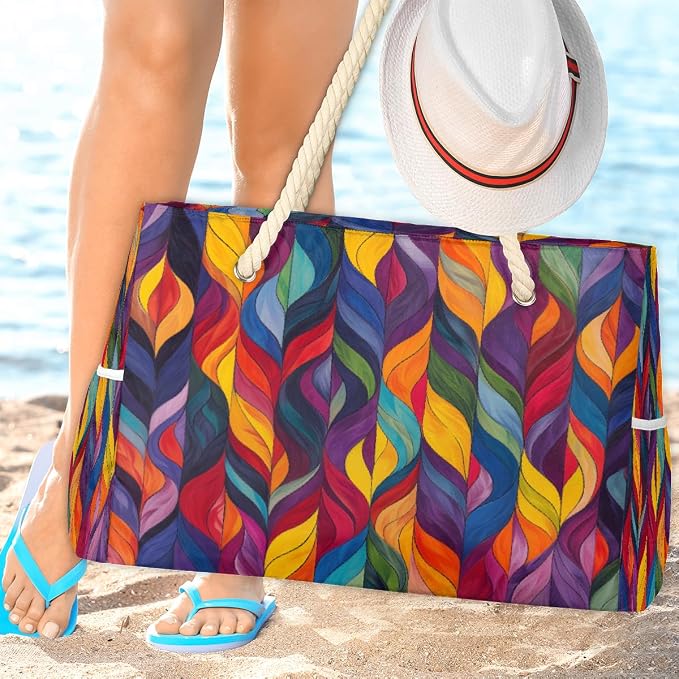 Large Beach Bag with Zipper Beach Bags for Women Water Resistant Swim Pool Bag - Image 2