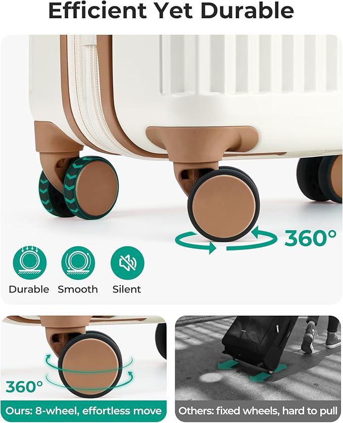 BAGSMART Carry On Luggage 22x14x9 Airline Approved with Spinner Wheels,100% PC Hardside Expandable Luggage with TSA Lock for Trips, 20 Inch Rolling Suitcases for Men Women,Beige