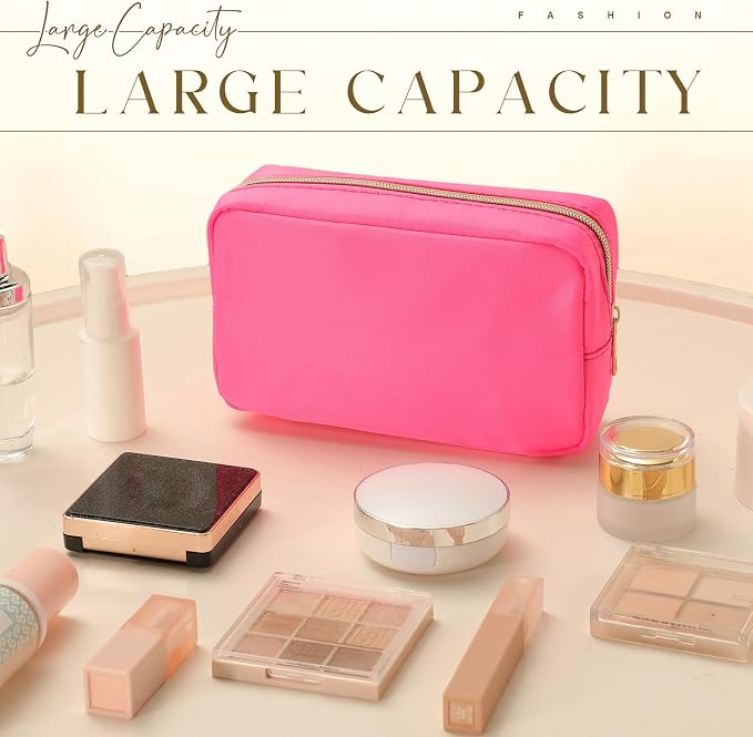 Sweetude 10 Pcs Nylon Makeup Bag Travel Cosmetics Pouch Zipper Pouch Purse Toiletry Bag Big Capacity Makeup Organizer for Women Girls Waterproof Travel Skincare Case(Neon Color) - Image 3