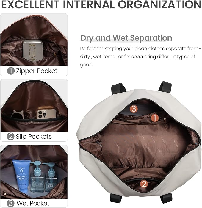 LOVEVOOK Weekender Bag for Women, Large Duffle Bag for Travel with 2 Packing Cubes, Carry on Overnight Bag with Shoe Compartment, Mom Hospital Bags for Labor and Delivery - Image 4