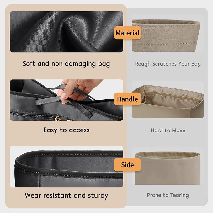 GIVLEFLY Purse Organizer Insert for Tote Bag, 11.81 Inch Satin Bag Organizer, Multi Pocket Handbag Organizer for Everyday Totes - Image 6