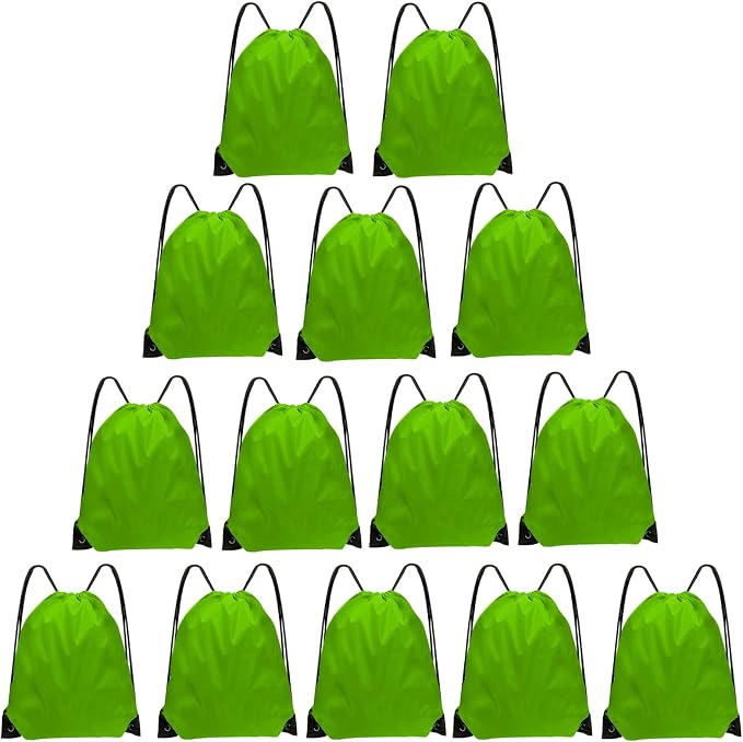 Grneric Drawstring Bags Bulk 14 Pcs Drawstring Backpack Bulk Cinch Bag Sackpack for Men Women Gym (Green) by Grneric
