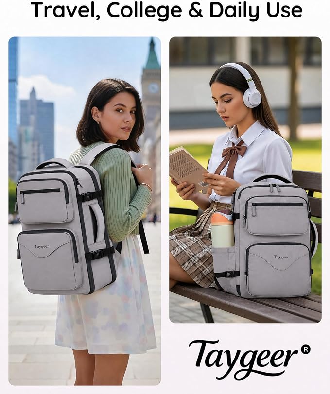 Taygeer Travel Backpack with Shoe Pouch, TSA Approved Personal Item Bag | Carry on Backpack with Water Bottle Pocket, Casual Daypack Fits 15.6'' Laptop, Travel Gifts for Gym Business Work, Brown - Image 9